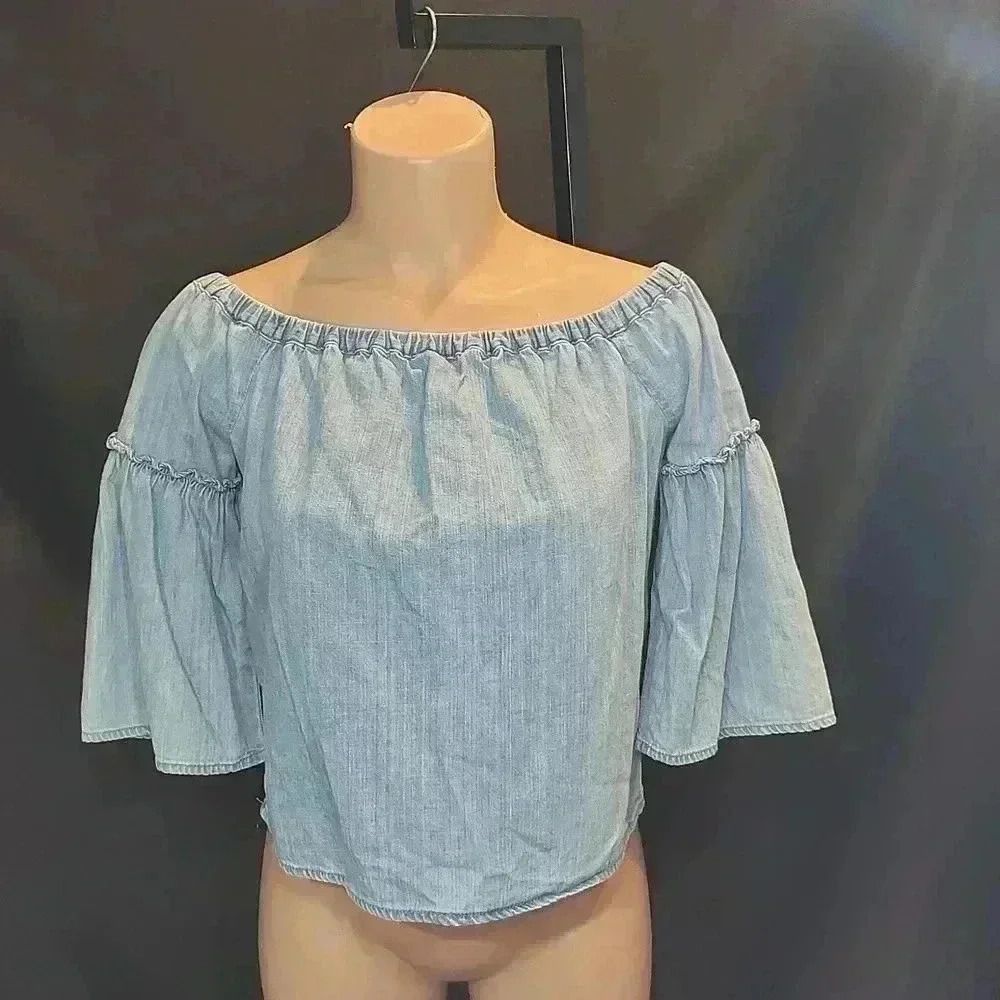 Madewell Off the Shoulder Denim Top